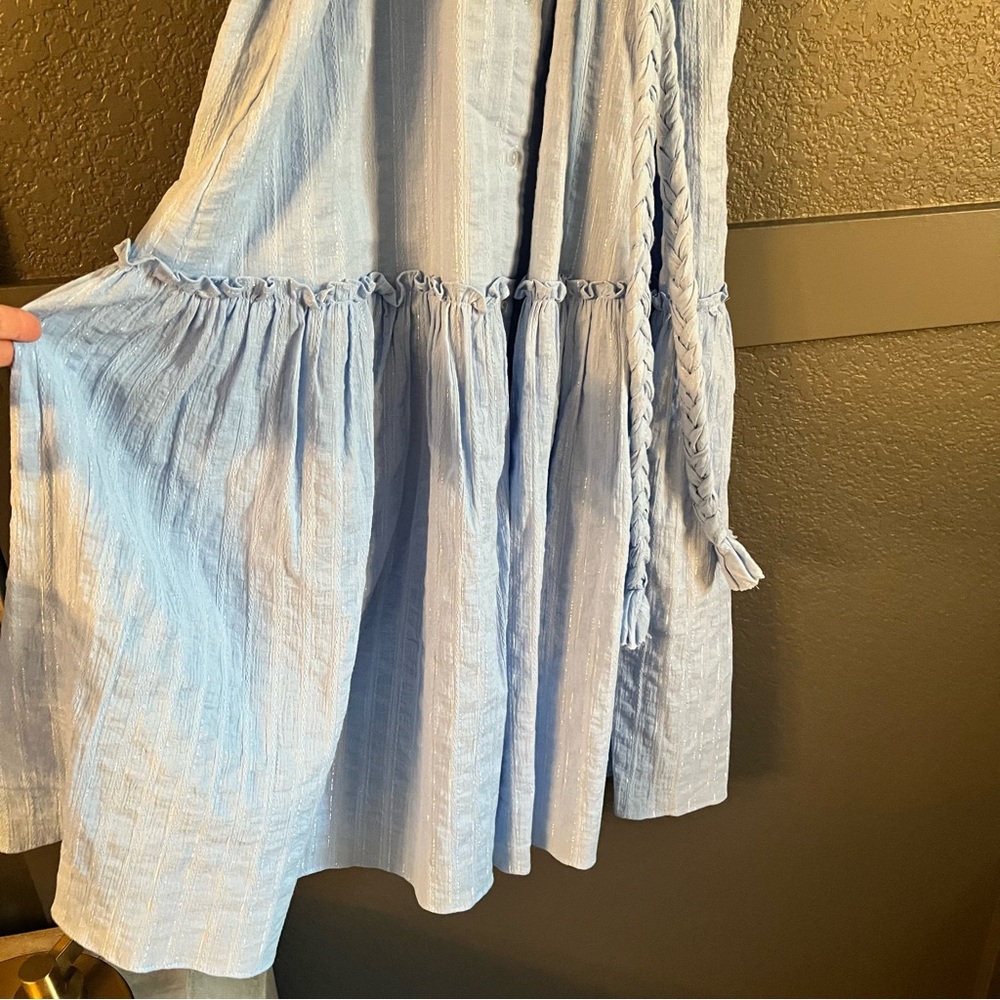 MISA LOS ANGELES • Kyla Metallic Blue Puff Sleeve Dress XS - Picture 5 of 13